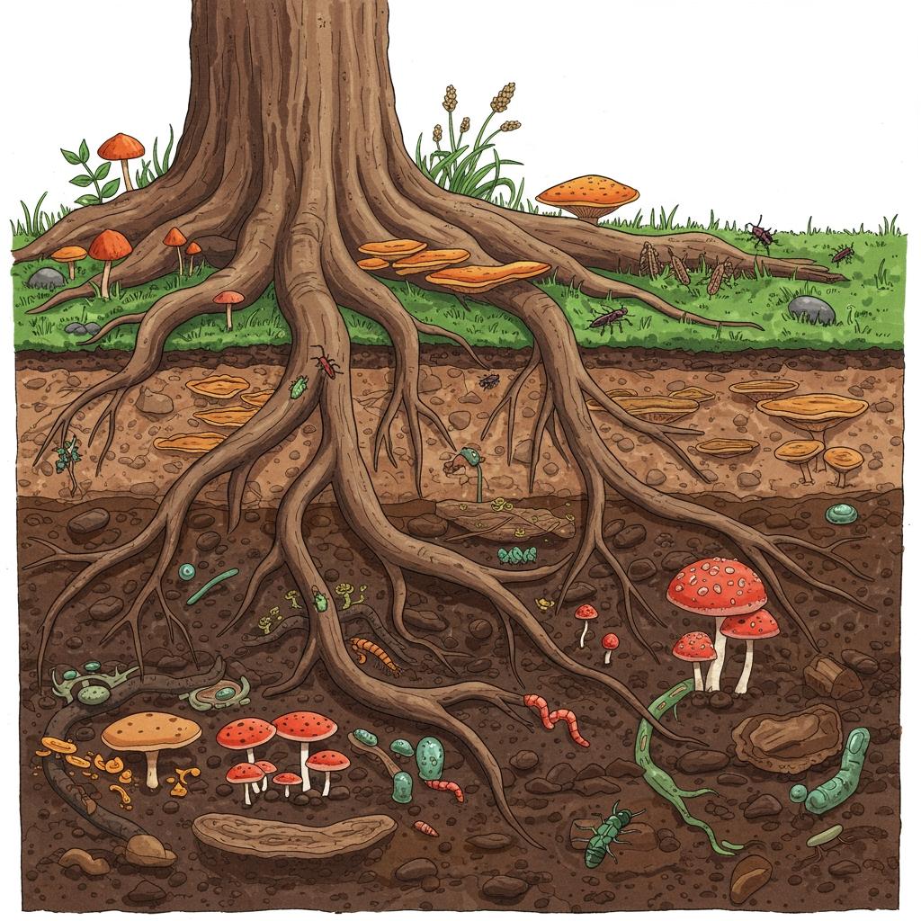 The 'Wood-Wide Web' connects trees underground through fungal networks, enabling communication and nutrient sharing across forests.